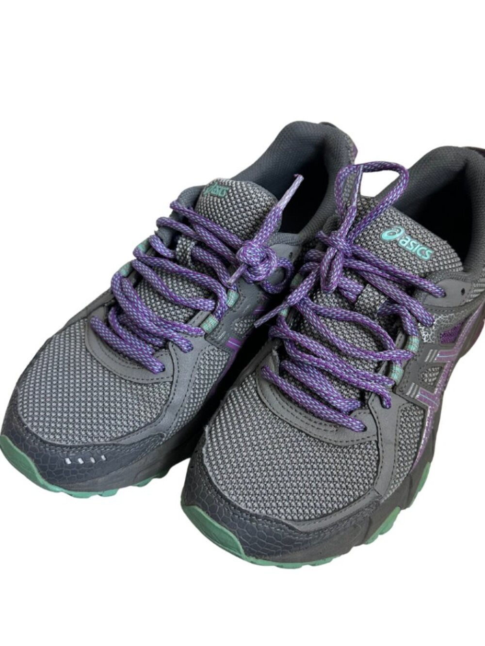 Asics Grey Purple Mint Trail Running Shoes (Size 7.5)